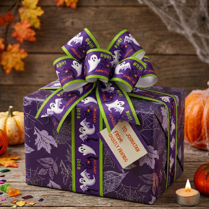 Ruban Gros-grain Violet Vert Fantôme Halloween