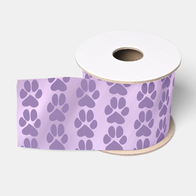 Ruban Gros-grain Violet violet violet mignon empreinte de patte mot (Bobine)