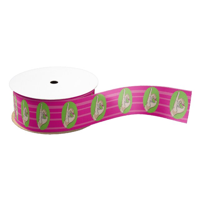 Ruban Gros-grain Vrai ruban assez rose et vert (Bobine)