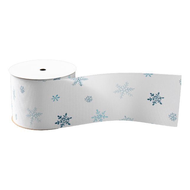 Ruban Gros-grain Watercolor Snowflakes Grosgrain Ribbon (Bobine)