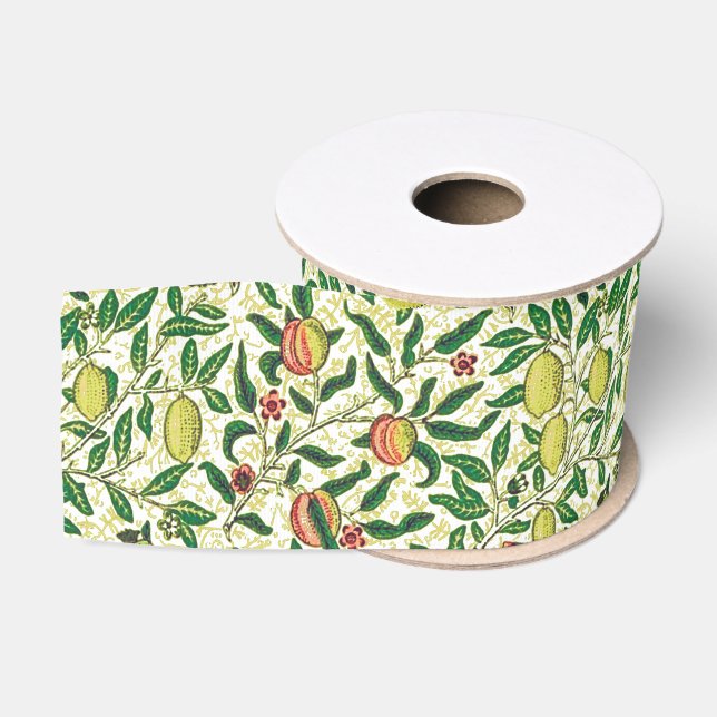 Ruban Gros-grain William Morris Fruits exotiques, jaune citron (Bobine)