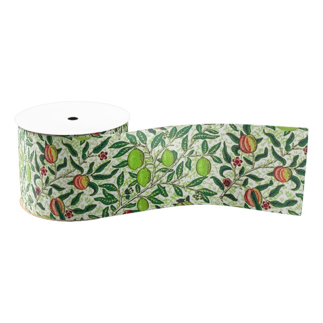 Ruban Gros-grain William Morris Fruits exotiques, Lime Green (Bobine)