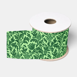 Ruban Gros-grain William Morris Thistle Damask, Emerald Green