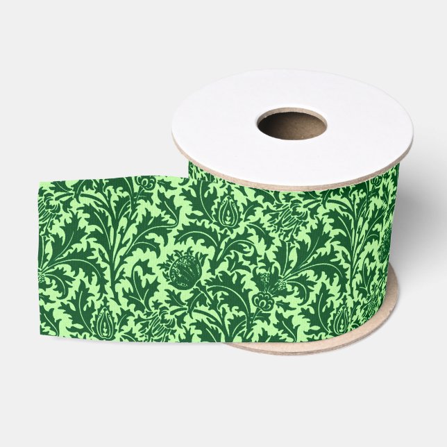Ruban Gros-grain William Morris Thistle Damask, Emerald Green (Bobine)