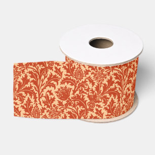 Ruban Gros-grain William Morris Thistle Damask, Mandarin Orange