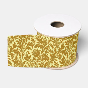 Ruban Gros-grain William Morris Thistle Damask, Mustard Gold