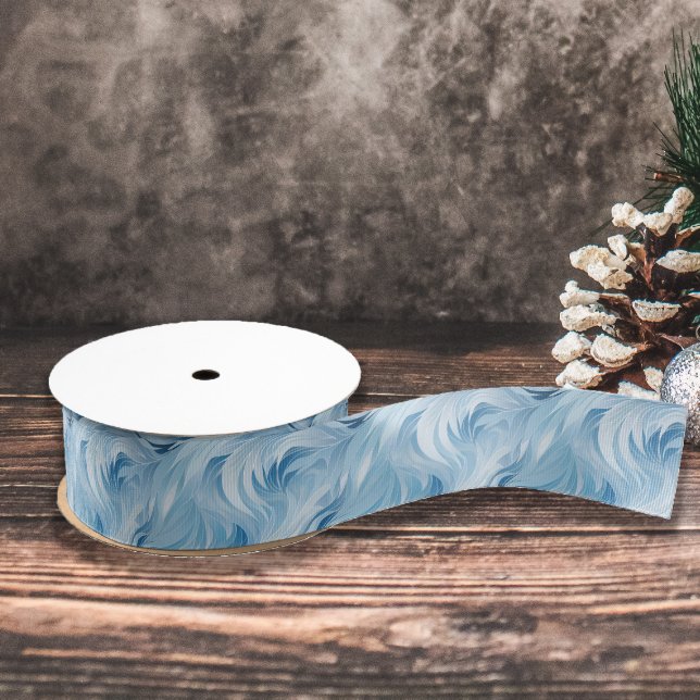 Ruban Gros-grain Winter Wonderland Bleu gelé motif (Créateur téléchargé)