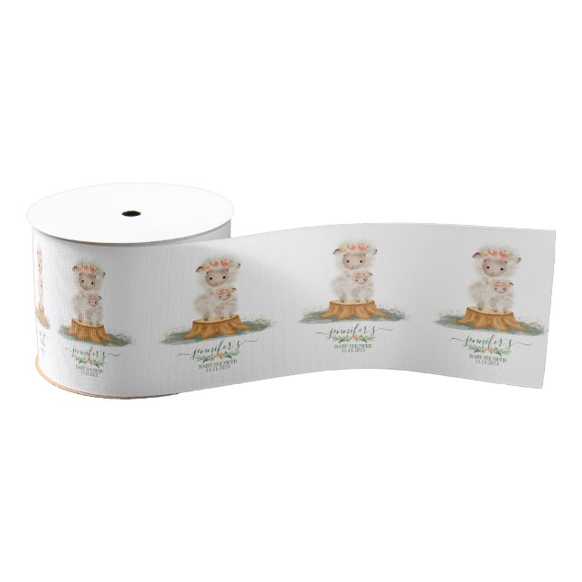 Ruban Gros-grain Woodland baby shower packages Sheep (Bobine)