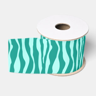 Ruban Gros-grain Zèbre rayures - Turquoise et Aqua