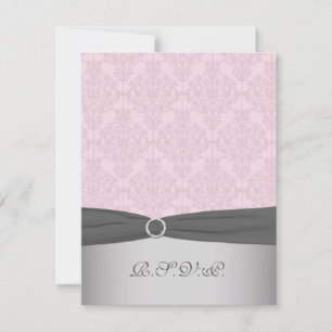 RUBAN IMPRIMÉ gris, carte rose de la damassé RSVP