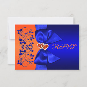 RUBAN IMPRIMÉ Réponse au mariage florale bleue et 