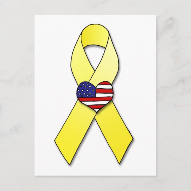 Ruban jaune avec carte postale Coeur drapeau (Devant)