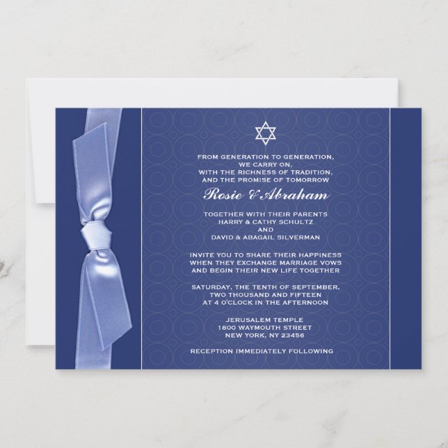 Ruban juif épousant les invitations plates (Devant)