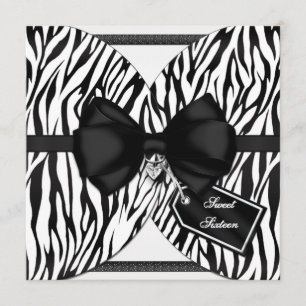 Ruban noir blanc Invitation Zèbre et bow bijoux