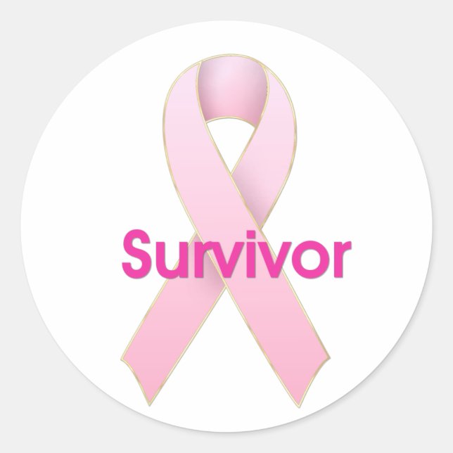 Ruban rose du cancer du sein - Stickers survivants (Devant)