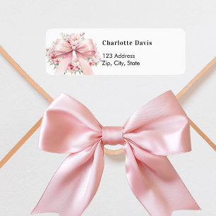 Ruban rose floral adresse de retour