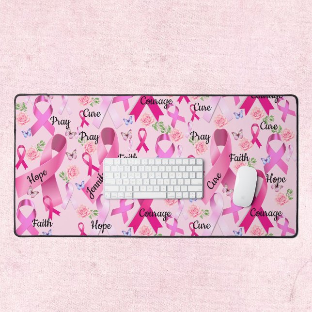 Ruban rose Personnaliser les mots et le nom Cancer (Créateur téléchargé)