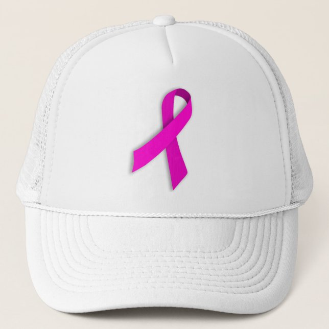 Ruban rose sur le casquette blanc de maille - (Devant)
