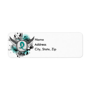 Ruban turquoise et Cancer ovarien d'ailes
