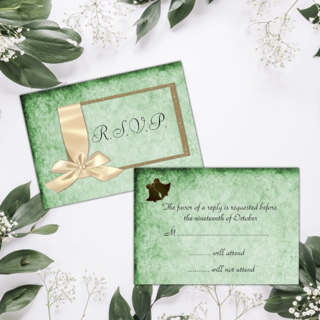 Ruban vintage et mariage vert RSVP (Créateur téléchargé)