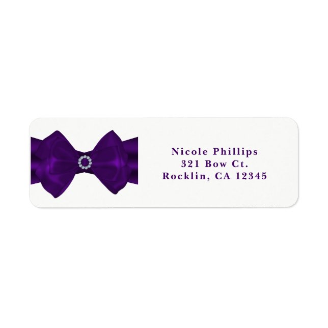 Ruban violet et diamants Glam Bling Invitation (Devant)