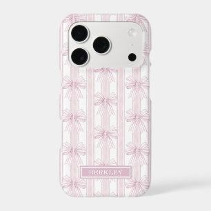 Rubans Coquette Rose sur Monogramme à Rayures