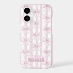 Rubans Coquette Rose sur Monogramme à Rayures
