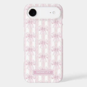 Rubans Coquette Rose sur Monogramme à Rayures