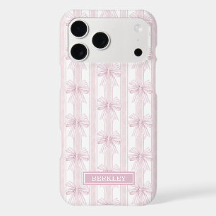 Rubans Coquette Rose sur Monogramme à Rayures