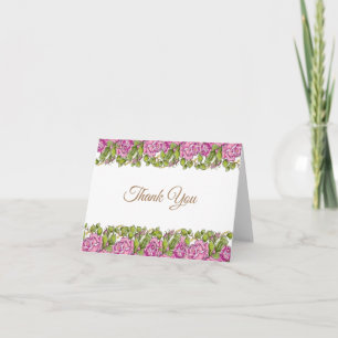 Rubans et Rose Merci d'aquarelle Carte pour notes