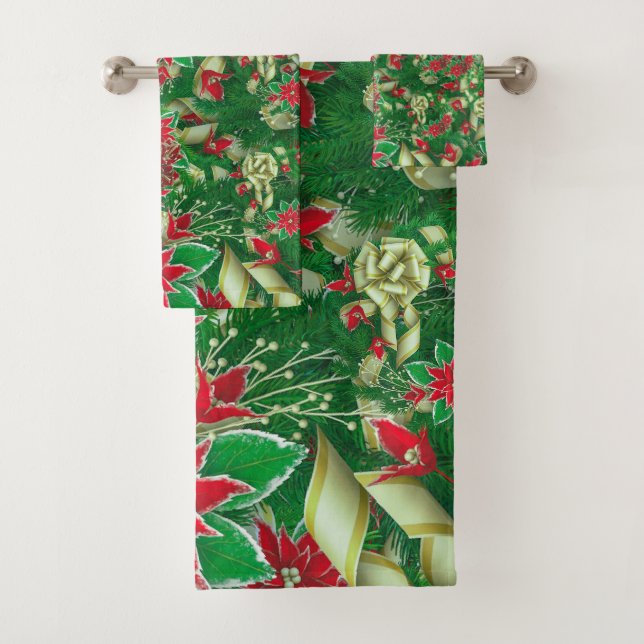 Rubans Feuille Poinsettia Fir Noël Floral | (En situation)
