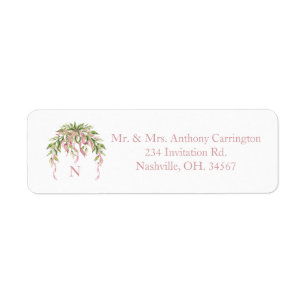 Rubans rose Monogramme Floral Elegant Adresse de r