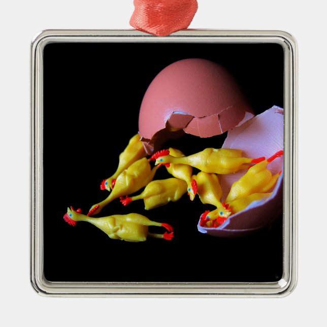 Rubber Chicken Hatchling Metal Ornament (Front)