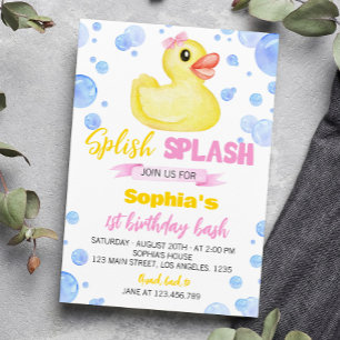 Rubber Duck 1st Birthday Invitation