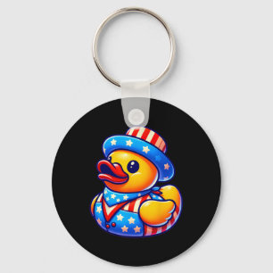 Rubber Duck 4th Of July Independence Day Men Women Keychain