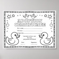 Rubber duck adopt a pet colouring certificate