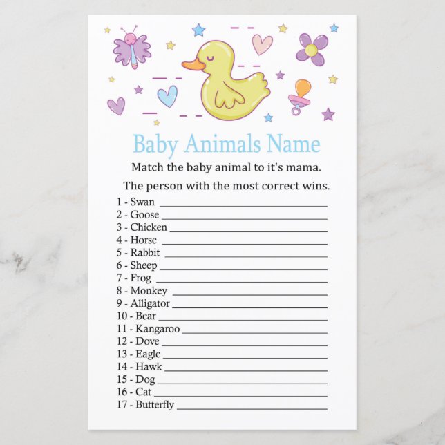 Rubber duck Baby Animals Name Game (Front)