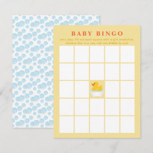 Rubber Duck Baby Shower Bingo Card Cute Ducky Ga