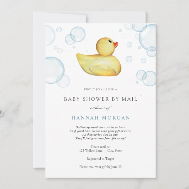 Rubber Duck Baby Shower by Mail invitation (Front)