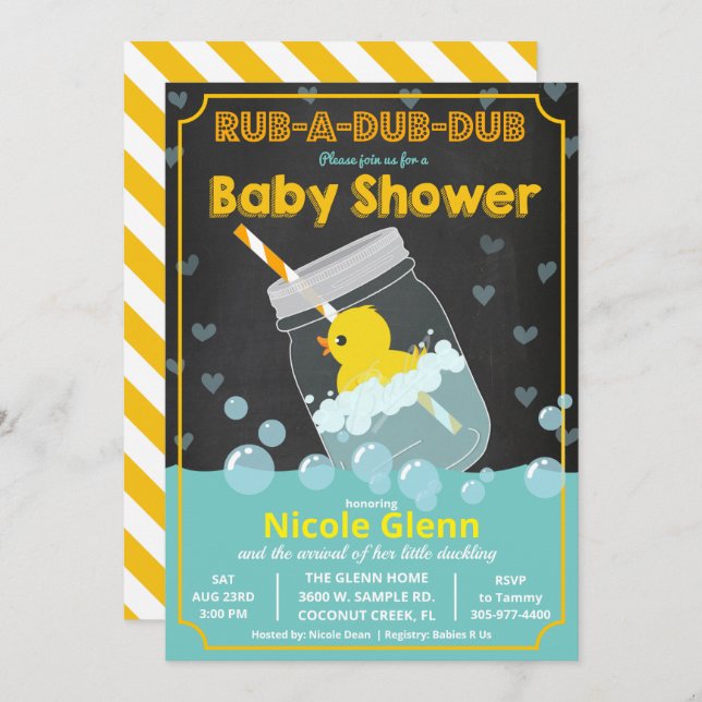 Rubber Duck Baby Shower Invitation (Front/Back)