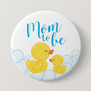 Rubber Duck Baby Shower Mom to be 3 Inch Round Button
