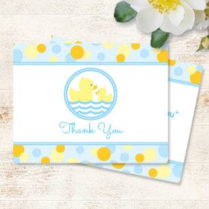 Rubber Duck Baby Shower Thank You blue and yellow Card