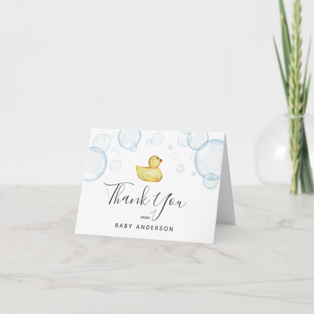 Rubber Duck Baby Shower Thank You Card (Front)
