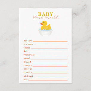 Rubber Duck Baby Shower Word Scramble Game – Yello Enclosure Card