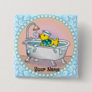 Rubber Duck Bath 2 Inch Square Button