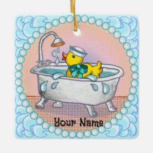 Rubber Duck Bath  Ceramic Ornament