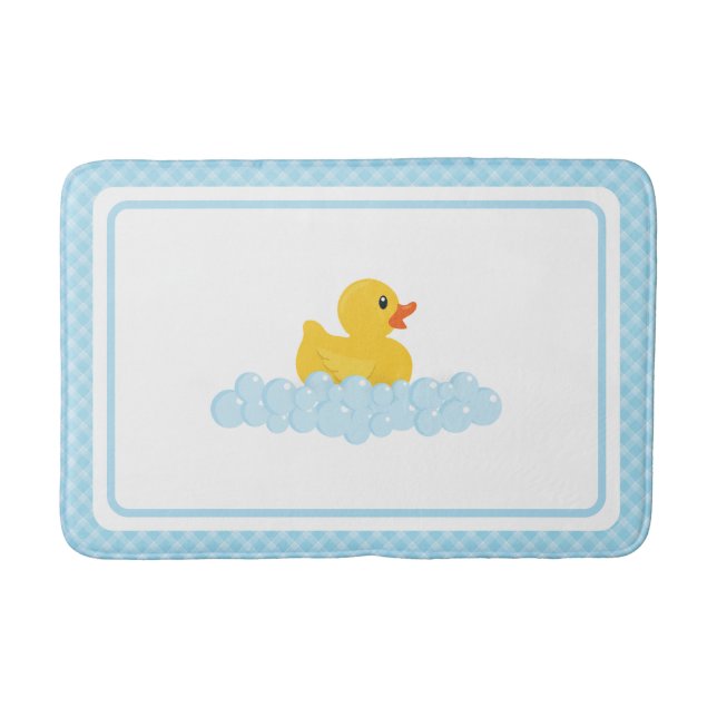 Rubber Duck Bath Mat | Cute Yellow Ducky and Bubbl (Front)