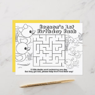Rubber Duck Birthday Maze Activity Sheet Placemats