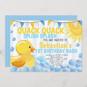 Rubber Duck Birthday Party Invitation Invite