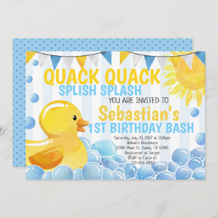 Rubber Duck Birthday Party Invitation Invite